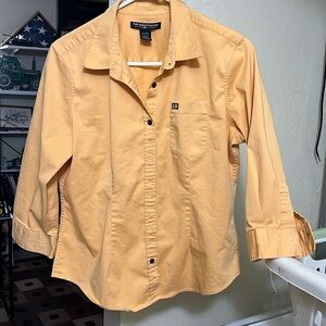 Women's Polo Ralph Lauren, button up, 3/4 " sleeves, darts front and back, peach